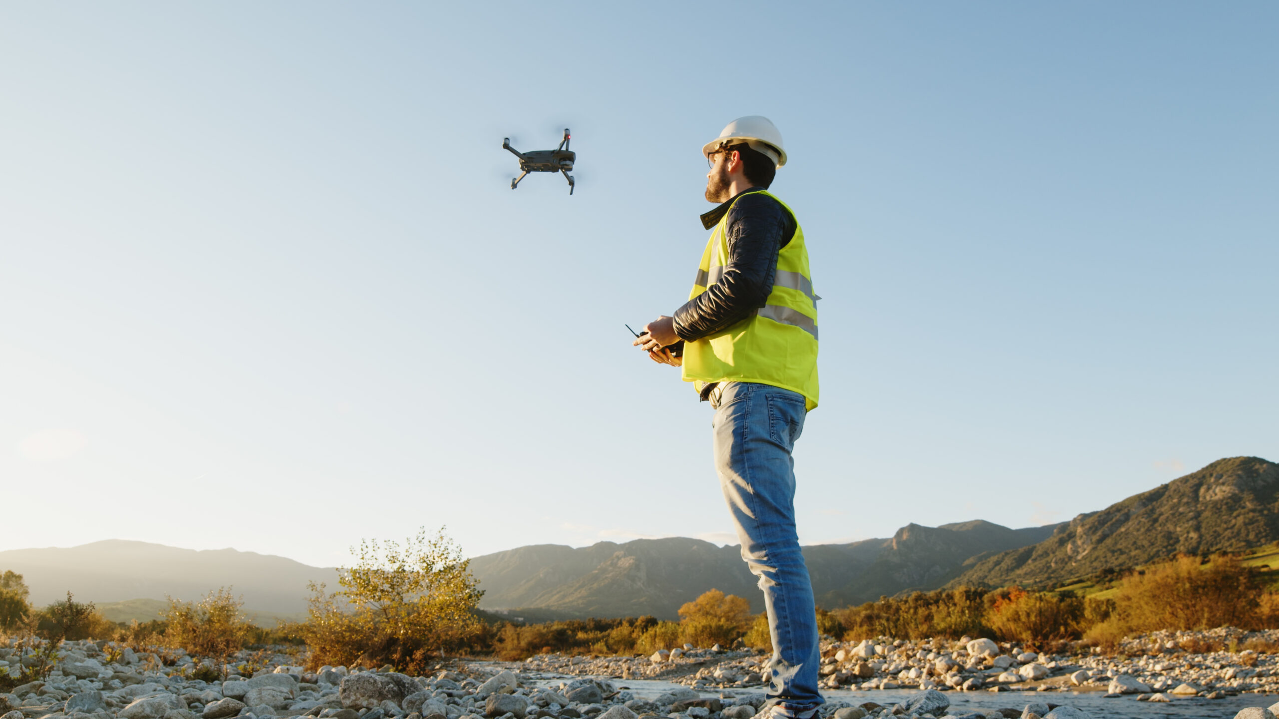 geologist with drone checks the territory geologist with drone checks the territory