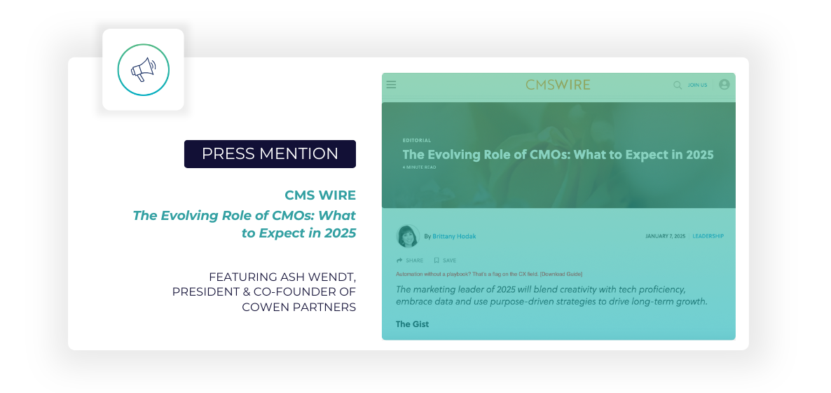 Cowen Partners press mention in CMS Wire