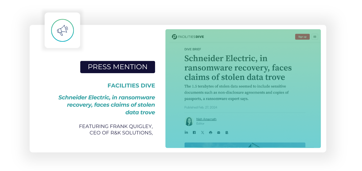 R&K Solutions press mention in Facilities Dive