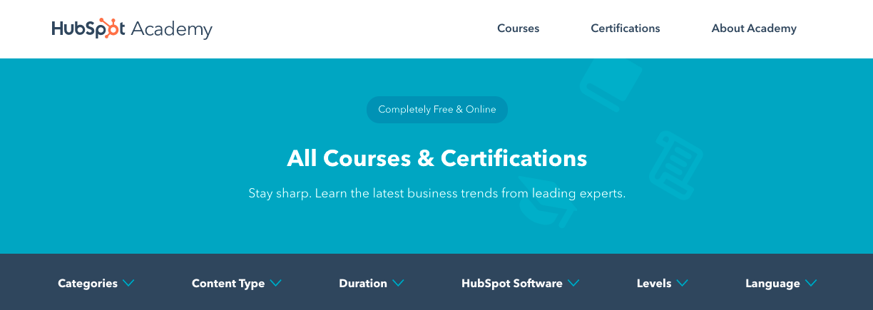 A screenshot of HubSpot Academy.
